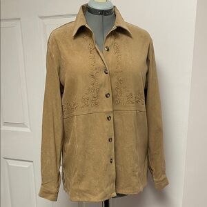 Vintage Koret Light Brown/Tan Faux Suede Blouse